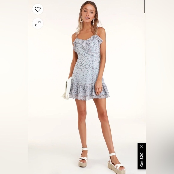 Lulus Sing Sweetly Light Blue Floral Print Mini Dress - Picture 1 of 10